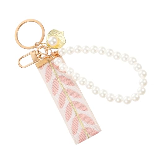 DOPENSPI Goldener Perlen Schlüsselanhänger Bag Charm, Perlen Taschenanhänger mit Schlüsselring, Handtaschen Anhänger für Handtaschen, Geldbörsen, Dekoration von DOPENSPI