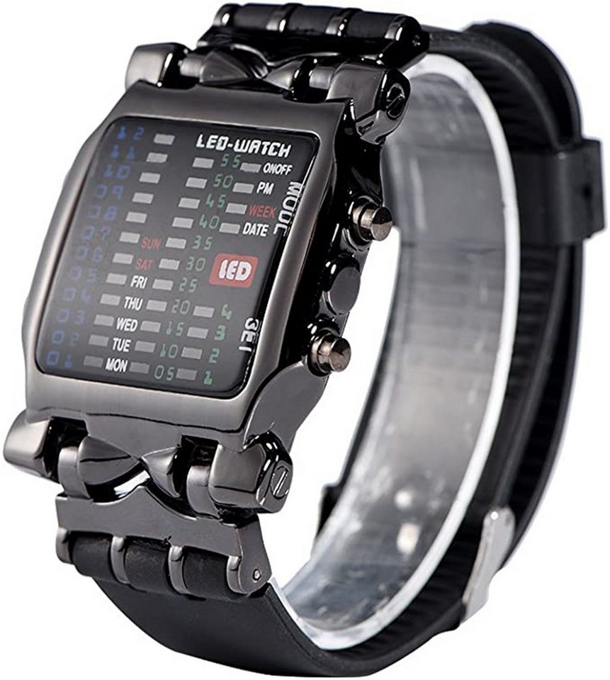 DOPWii Mechanische Uhr Armbanduhr mit Binär-Anzeige, LED, elektronisch, Kalender, wasserdicht, (1-tlg) von DOPWii