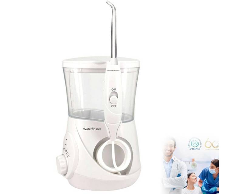 DOPWii Munddusche Elektrische Munddusche stationär, 700ml Wassertank, 10 Druckstufen, 6 Düsenaufsätze, Zahnreiniger mit Puls-Technologie, leise & effektiv von DOPWii