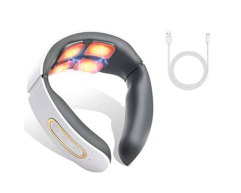 DOPWii Nacken-Massagegerät Kabelloses Nackenmassagegerät mit 4-Kopf-Pulsmassage & Heizfunktion, 6 Modi, 9 Intensitäten, tragbar für präzise Massage zu Hause & im Büro von DOPWii