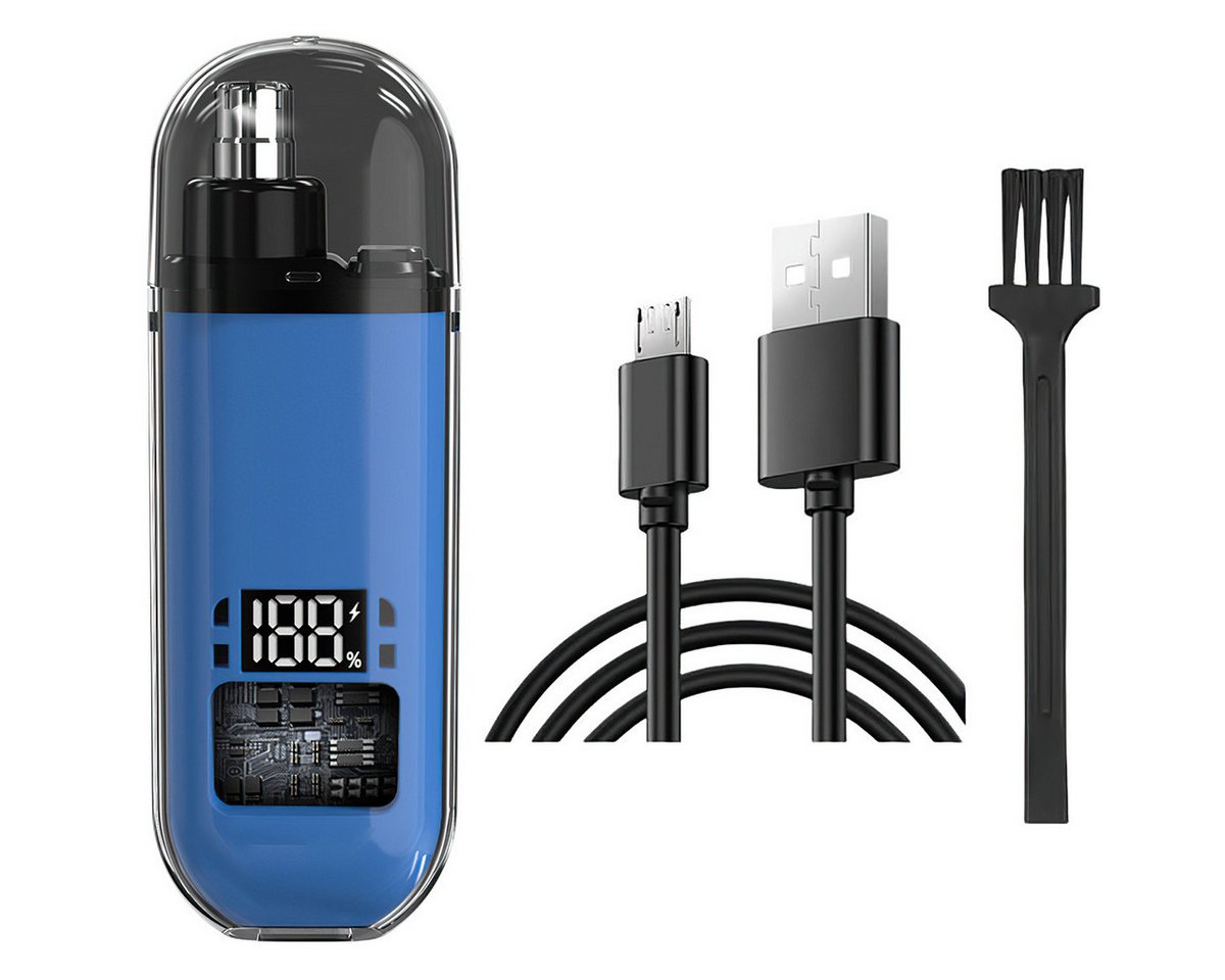 DOPWii Nasenhaartrimmer Nasenhaartrimmer,Nasenhaarschneider,Neun Loch Design, schnelles Laden, TYPE-C, waschbar,Bogen bis zum Ende,Blau von DOPWii