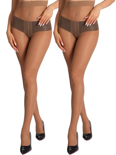 DORALLURE 2er Pack Damen Feinstrumpfhose, Leicht & Feines Material, Reißfest, Hoher Bund mit Druckfreier Komfortbund, Ideal für Alltag von DORALLURE