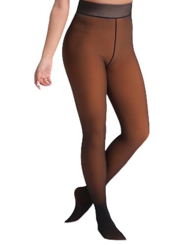 DORALLURE Strumpfhosen Damen Winter, Fleece Gefütterte Strumpfhose, Gefälschte Durchscheinend Wärmende Pantyhose von DORALLURE