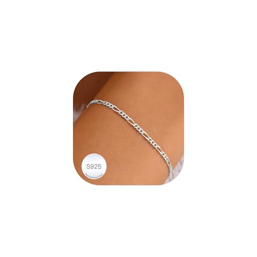 DORANA 3mm dick Sterling Silber Armband für Damen 925 Silber Figaro Kettenarmband für Frauen Fade-Proof Figaro Kette Armbänder Geschenk für Sie DORANA 3mm dick Sterling Silber Armband für Damen 925 Silber Figaro Kettenarmband für Frauen Fade-Proof Figaro Kette Armbänder Geschenk für Sie von DORANA