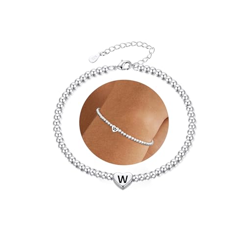 DORANA 925 Silber Armband Damen Verstellbare Intialen Armbänder Mit Buchstaben Namensarmband Sterling Silber Armband Damen Mädchen Schmuck von DORANA