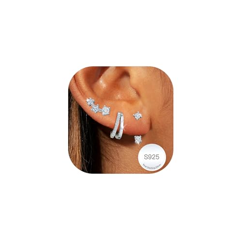 Dorana 3 Paar Sterling Silber Stud Hoop Ohrringe Set für Damen Hypoallergen Ohrringe Silber 925 Stacks Kleine Stud Hoops Huggie Ohrring Sets für Frauen Mehrere Piercings Dorana 3 Paar Sterling Silber Stud Hoop Ohrringe Set für Damen Hypoallergen Ohrringe Silber 925 Stacks Kleine Stud Hoops Huggie Ohrring Sets für Frauen Mehrere Piercings von DORANA