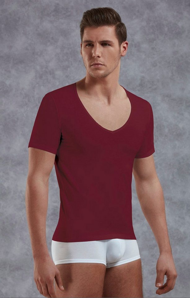 DOREANSE V-Shirt Herren Slim Fit T-Shirt mit tiefem V-Ausschnitt 2820 von DOREANSE