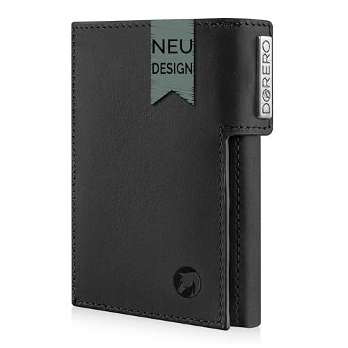 DORERO Slim Wallet - Mini Geldbörse Herren & Damen klein - RFID Schutz - Herren Geldbeutel mit Münzfach Portemonnaie - Kreditkartenetui für bis zu 11 Karten (Classic Schwarz) von DORERO