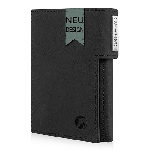 DORERO Slim Wallet - Mini Geldbörse Herren & Damen klein - RFID Schutz - Herren Geldbeutel mit Münzfach Portemonnaie - Kreditkartenetui für bis zu 11 Karten (Schwarz) von DORERO