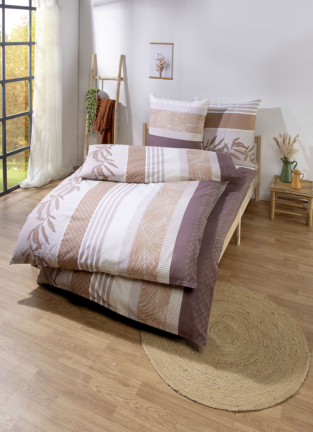 Bettwäsche-Garnitur, Größe 115 (80x80 cm + 155x220 cm), Beige von DORMISETTE
