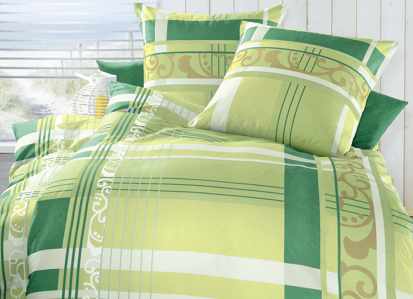 Bettwäsche-Garnitur in verschiedenen Qualitäten Größe 115 (80/80 cm + 155/220 cm) Qualität Feinbiber Grün von DORMISETTE