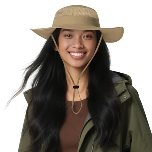 DORRISO Gartenhut Herren Damen Hut Buschhut Safarihut Sonnen Hut Unisex UV Schutz UPF 50+ Fischerhut Buschhüte Bergsteigen Campinghut Trekking Radfahren Wandern Braun von DORRISO