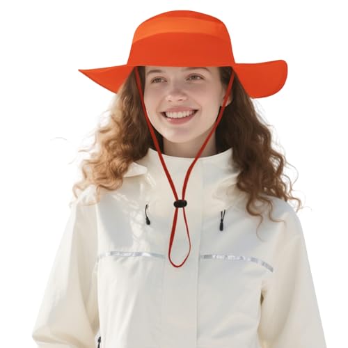 DORRISO Gartenhut Herren Damen Hut Buschhut Safarihut Sonnen Hut Unisex UV Schutz UPF 50+ Fischerhut Buschhüte Bergsteigen Campinghut Trekking Radfahren Wandern Orangerot von DORRISO