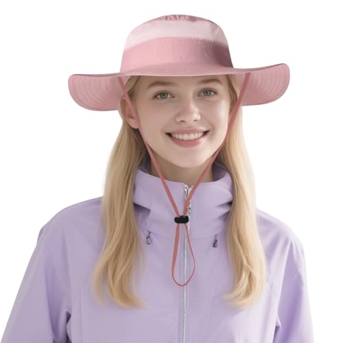 DORRISO Gartenhut Herren Damen Hut Buschhut Safarihut Sonnen Hut Unisex UV Schutz UPF 50+ Fischerhut Buschhüte Bergsteigen Campinghut Trekking Radfahren Wandern Hellrosa von DORRISO