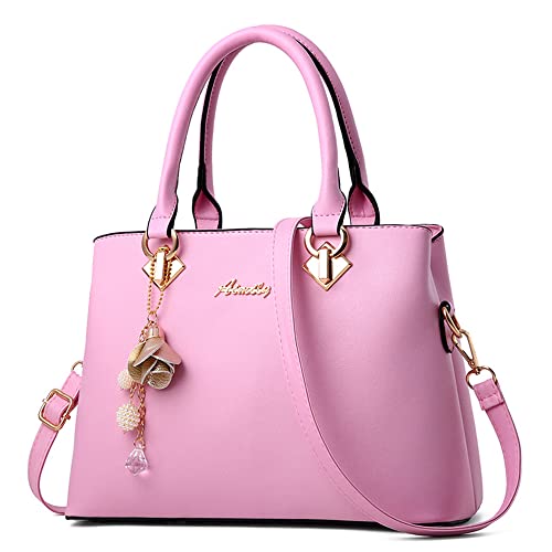 DORRISO Damen Handtasche Mode Hängende Glocken Umhängetasche Abnehmbarem Schulterriemen Casual Elegantes Top Griff Design Tasche für Frauen Rosa von DORRISO