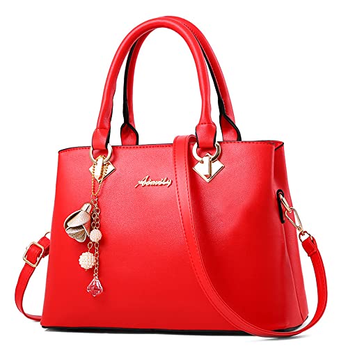 DORRISO Damen Handtasche Mittelgroß – Elegant & Praktisch mit Abnehmbarem Schulterriemen, Wasserabweisend PU Leder, für Alltag, Arbeit und Shopping (Rouge VIF) von DORRISO
