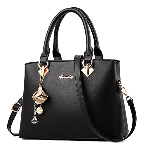 DORRISO Damen Handtasche Mode Hängende Glocken Umhängetasche Abnehmbarem Schulterriemen Casual Elegantes Top Griff Design Tasche für Frauen Schwarz von DORRISO