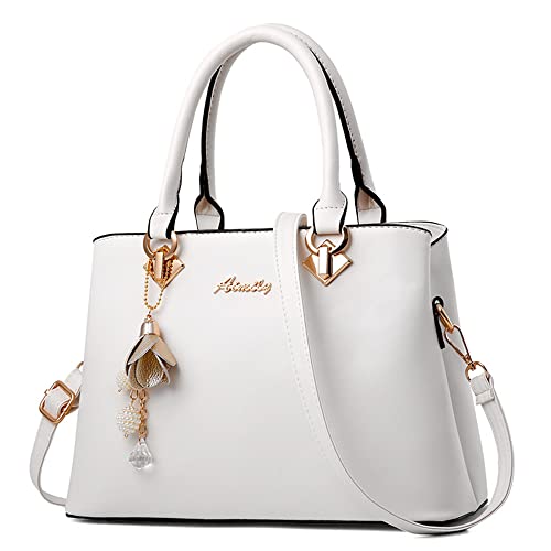 DORRISO Damen Handtasche Mittelgroß – Elegant & Praktisch mit Abnehmbarem Schulterriemen, Wasserabweisend PU Leder, für Alltag, Arbeit und Shopping (Weiß) von DORRISO