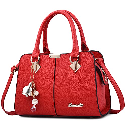 DORRISO Damen Handtasche Mode Ornamente Umhängetasche Abnehmbarem Schulterriemen Reisen Casual Elegantes Frauen Top Griff Tasche Rot von DORRISO