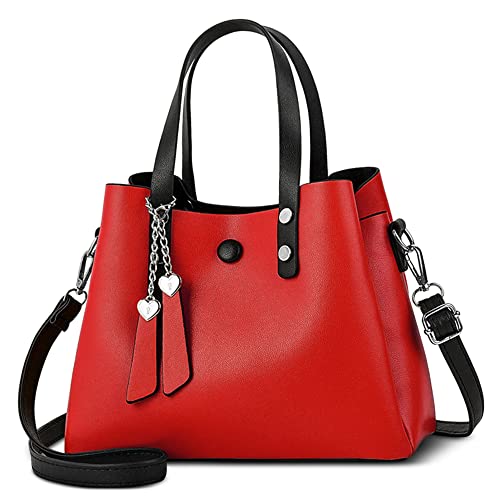 DORRISO Damen Handtasche Mode Ornamente Umhängetasche Abnehmbarem Schulterriemen Reisen Casual Elegantes Top Griff Design Tasche für Frauen Rot von DORRISO