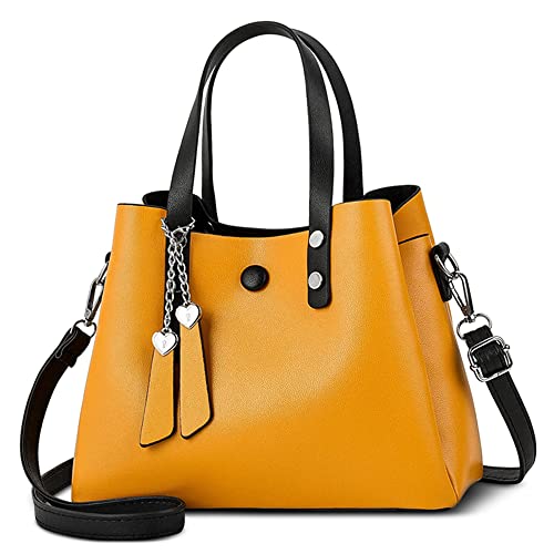 DORRISO Damen Handtasche Mode Ornamente Umhängetasche Abnehmbarem Schulterriemen Reisen Casual Elegantes Top Griff Design Tasche für FrauenGelb von DORRISO