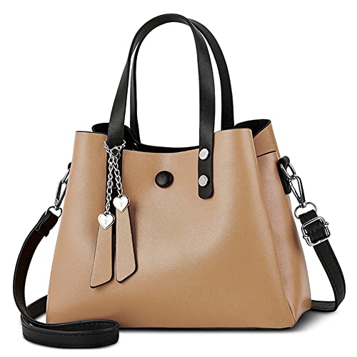 DORRISO Damen Handtasche Mode Ornamente Umhängetasche Abnehmbarem Schulterriemen Reisen Casual Elegantes Top Griff Design Tasche für FrauenKhaki B von DORRISO