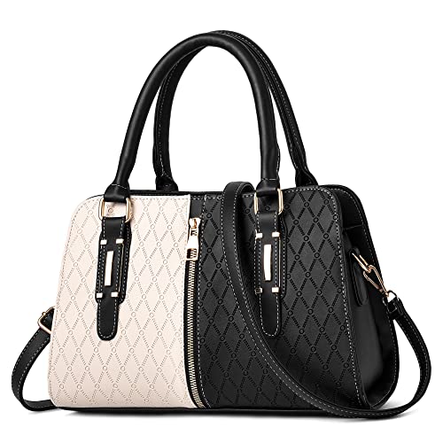 DORRISO Damen Handtasche Mode Umhängetasche Reisen Casual Schultertasche PU Leder Elegantes Top Griff Design Handtasche für Frauen Schwarz von DORRISO