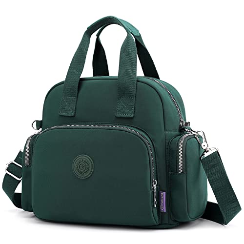 DORRISO Damen Handtasche Umhängetasche Schultertasche Rucksack Casual Umhängetaschen USB Ladeanschluss Reise Arbeit Lässig Täglich Wasserdicht Leinwand Handtasche Grün von DORRISO