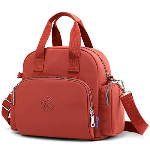 DORRISO Damen Handtasche Umhängetasche Schultertasche Rucksack Casual Umhängetaschen USB Ladeanschluss Reise Arbeit Lässig Täglich Wasserdicht Leinwand Handtasche Orange von DORRISO