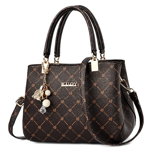 DORRISO Damen Handtasche Taschen Damen - Elegant Exquisites Anhänger Mehreren Fächern Wasserdicht PU Leder für Reisen Party Büro Urlaub Einkaufen Braun von DORRISO
