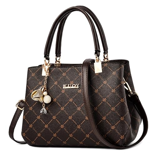 DORRISO Damen Handtasche Taschen Damen - Elegant Exquisites Anhänger Mehreren Fächern Wasserdicht PU Leder für Reisen Party Büro Urlaub Einkaufen Schwarz von DORRISO