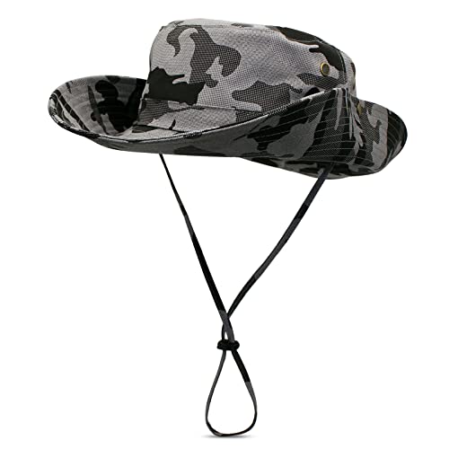 DORRISO Damen Herren Buschhüte UPF 50+ Strand Faltbar Safarihut Reisen Outdoor Hut Fischerhut Anglerhut Gartenhut Bergsteigen Campinghut Sonnenhut Grau von DORRISO
