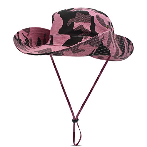 DORRISO Damen Herren Buschhüte UPF 50+ Strand Faltbar Safarihut Reisen Outdoor Hut Fischerhut Anglerhut Gartenhut Bergsteigen Campinghut Sonnenhut Rosa von DORRISO