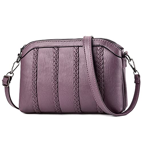 DORRISO Damen Mode Umhängetaschen Angemessene Kapazität PU Leder Schultertasche Leichte Damen Handtasche Reise Casual Umhängetasche Lila A von DORRISO