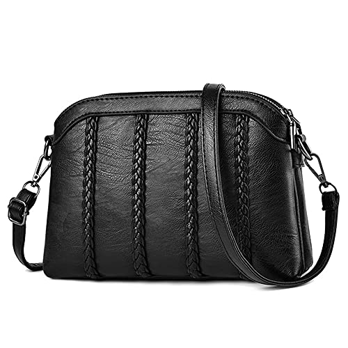 DORRISO Damen Mode Umhängetaschen Angemessene Kapazität PU Leder Schultertasche Leichte Damen Handtasche Reise Casual Umhängetasche Schwarz A von DORRISO