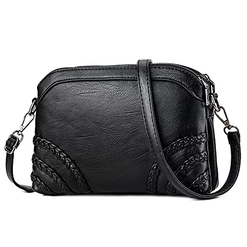 DORRISO Damen Mode Umhängetaschen Angemessene Kapazität PU Leder Schultertasche Leichte Damen Handtasche Reise Casual Umhängetasche Schwarz B von DORRISO