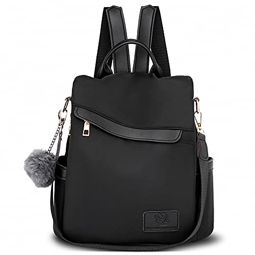 DORRISO Damen Rucksack Wasserdichte PU Leder Schultaschen Anti-Diebstahl Tagesrucksack Schultertaschen Reisetasche Outdoor Leichtgewicht Frauen Umhängetaschen Handtasche Schwarz A von DORRISO