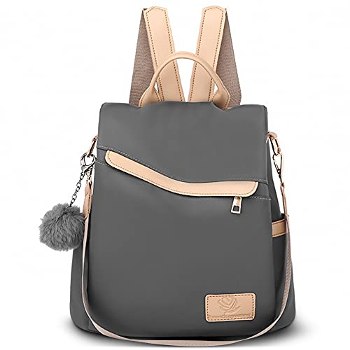 DORRISO Damen Rucksack wasserdichte PU Leder Schultaschen Anti-Diebstahl Tagesrucksack Schultertaschen Reisetasche Outdoor Leichtgewicht Frauen Umhängetaschen Handtasche Grau von DORRISO