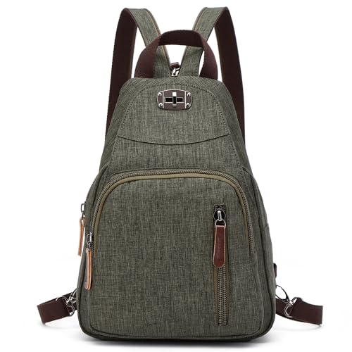 DORRISO Damen Rucksäcke Mode Tagesrucksäcke Kleiner Schulranzen Leicht Schultertaschen Handtasche Reise Schulter Tasche Tourismus Beiläufig Outdoor Frauen Rucksack Grün von DORRISO
