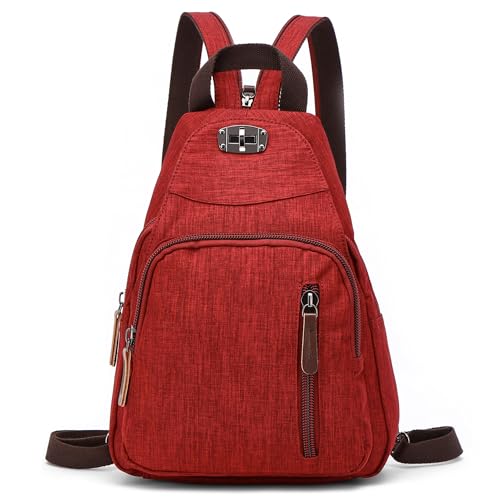 DORRISO Damen Rucksäcke Mode Tagesrucksäcke Kleiner Schulranzen Leicht Schultertaschen Handtasche Reise Schulter Tasche Tourismus Beiläufig Outdoor Frauen Rucksack Rot von DORRISO