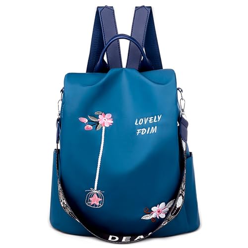DORRISO Damen Rucksäcke Nylon Schultertaschen Anti Dieb Handtasche Schulter Tasche Tourismus Beiläufig Reise Outdoor Schule Frauen Nylon Rucksack Blau von DORRISO