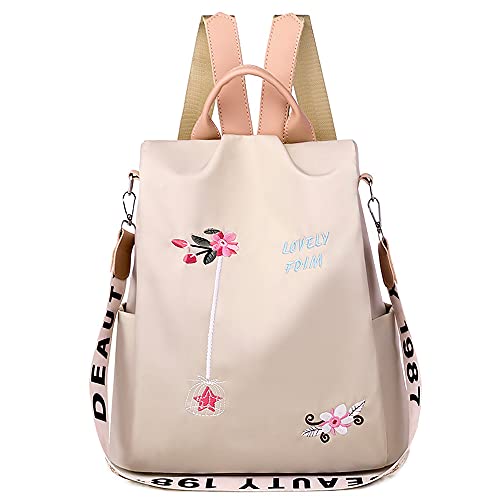 DORRISO Damen Rucksäcke Nylon Schultertaschen Anti Dieb Handtasche Schulter Tasche Tourismus Beiläufig Reise Outdoor Schule Frauen Nylon Rucksack Braun von DORRISO