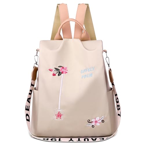 DORRISO Damen Rucksäcke Nylon Schultertaschen Anti Dieb Handtasche Schulter Tasche Tourismus Beiläufig Reise Outdoor Schule Frauen Nylon Rucksack Braun von DORRISO