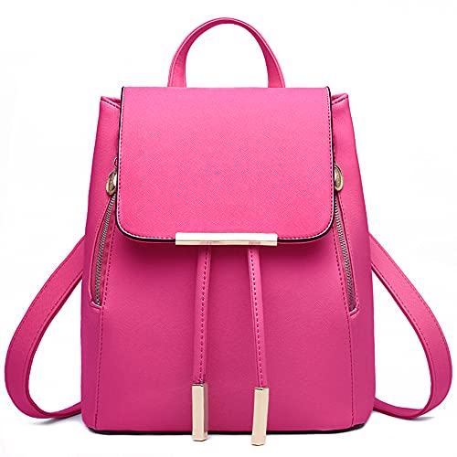 DORRISO Damen Rucksäcke PU Leder Handtasche Schultertaschen Schulter Tasche Tourismus Beiläufig Reise Outdoor wasserdichte Schule Großer Kapazität Rucksack Rot B von DORRISO