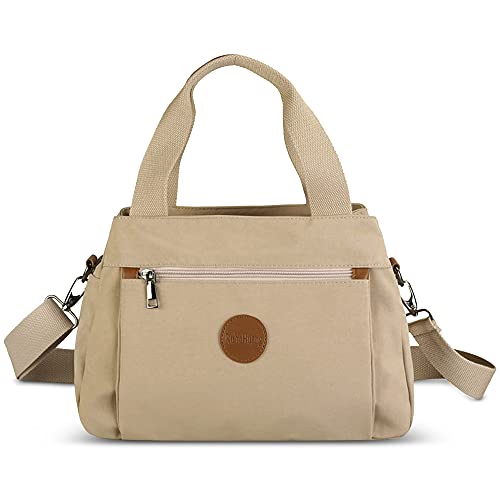 DORRISO Damen Umhängetasche Canvas Handtasche Schultertasche Casual Umhängetaschen Mode Schultertasche Damen Reise Leinwand Umhängetasche Khaki von DORRISO