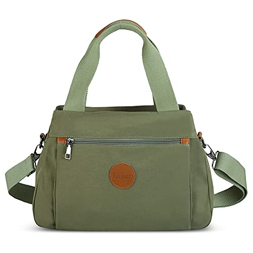 DORRISO Damen Umhängetasche Canvas Handtasche Schultertasche Casual Umhängetaschen Mode Schultertasche Damen Reise Leinwand Umhängetasche Grün von DORRISO