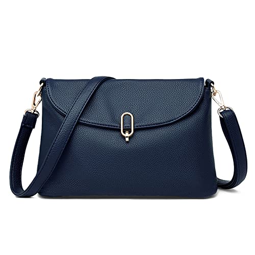 DORRISO Damen Umhängetasche Mode Handtasche Reise Schultertasche Leicht Umhängetaschen Täglich Urlaub Casual Schultertasche Wasserdicht PU Damen Umhängetasche Blau von DORRISO