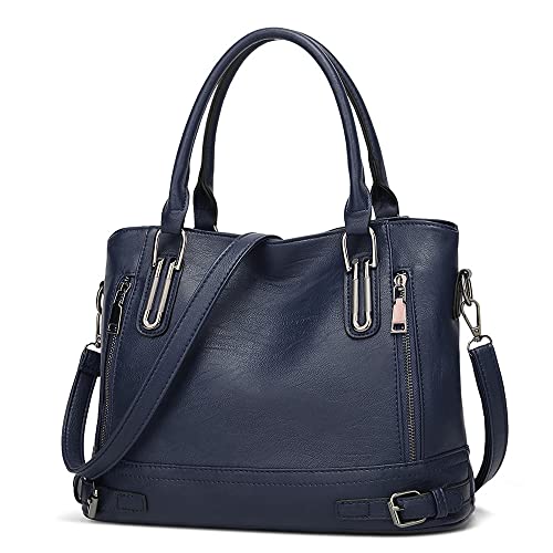 DORRISO Damen Umhängetasche Mode Handtasche Schultertasche Leicht Casual Reise Täglich Damen PU Leder Tragbare Umhängetaschen Blau von DORRISO
