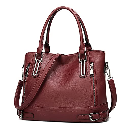 DORRISO Damen Umhängetasche Mode Handtasche Schultertasche Leicht Casual Reise Täglich Damen PU Leder Tragbare Umhängetaschen Rot von DORRISO