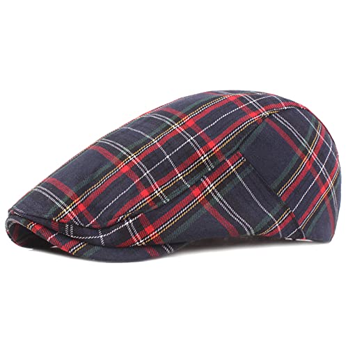 DORRISO Elegant Herren Flache Kappe Schirmmützen Leicht Komfortabel Herren Karostreifen Schiebermütze Driving Cabbie Fahrhut Newsboy Cap Reise Freizeit Urlaub Flat Cap Cyan von DORRISO